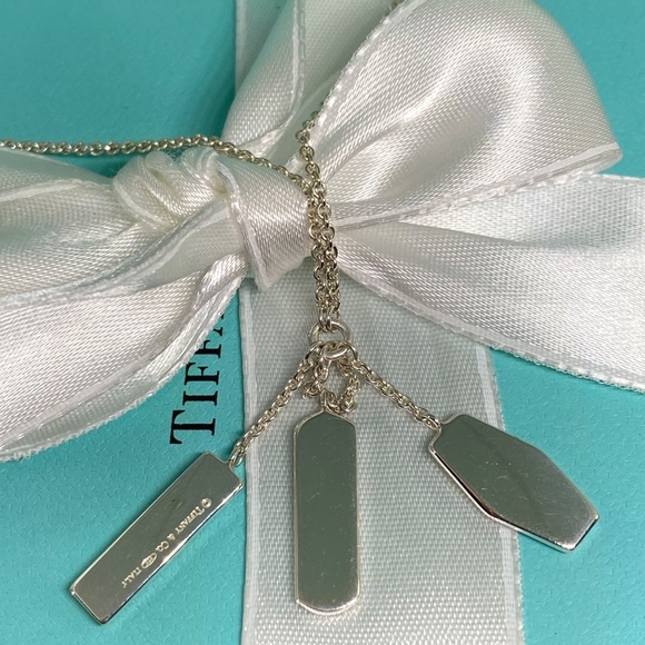 Tiffany & Co.1837 Triple Bar Elements Necklace 925 silver 16"  w/ box NICE - Picture 3 of 9
